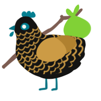 A black and gold chicken with a lace pattern
