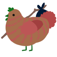 A brown and red chicken with a bar pattern