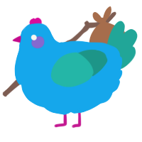 A sky and turquoise chicken