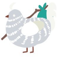 A mist and white chicken with a bar pattern