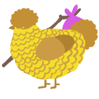 A yellow and gold chicken with a lace pattern