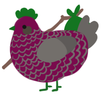 A wine and grey chicken with a lace pattern