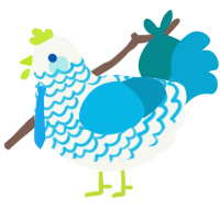 A white and cerulean chicken with a lace pattern