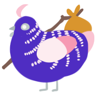 A indigo and rose chicken with a half-bar pattern