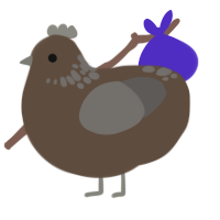 A bark and grey chicken with a neck-speckle pattern