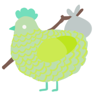 A gluppy and lime chicken with a lace pattern