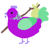 A amethyst and spring chicken with a neck-speckle pattern