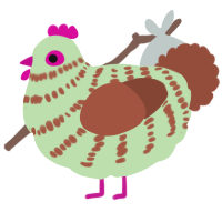 A gluppy and russet chicken with a bar pattern