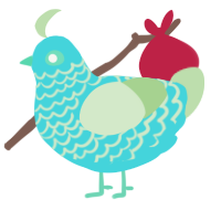 A aqua and gluppy chicken with a lace pattern
