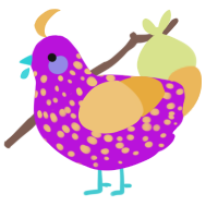 A amethyst and honey chicken with a speckle pattern