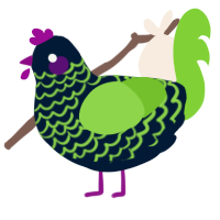 A tumblr and grass chicken with a lace pattern