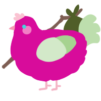 A fuchsia and gluppy chicken