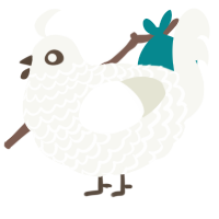 A white chicken with a lace pattern