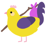 A yellow and overcast chicken