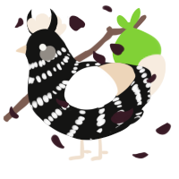 A black and cream chicken with a bar pattern
