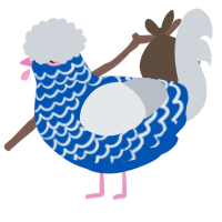 A ultramarine and mist chicken with a lace pattern