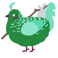 A viridian and mint chicken with a half-lace pattern