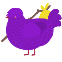 A violet chicken with a lace pattern