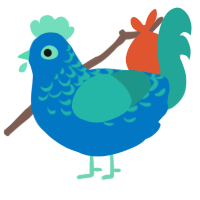 A sapphire and turquoise chicken with a half-lace pattern