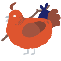 A vermilion and russet chicken with a neck-band pattern