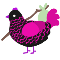 Mogwai, a sable and fuchsia chicken with a lace pattern