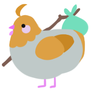A silver and orange chicken with a head pattern