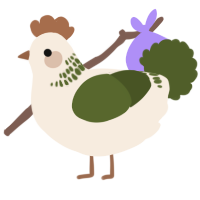 A cream and olive chicken with a neck-band pattern