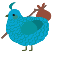 A cerulean and teal chicken with a lace pattern