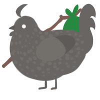 A grey chicken with a speckle pattern
