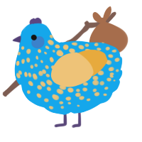 A sky and honey chicken with a speckle pattern