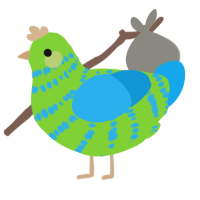 A grass and sky chicken with a bar pattern