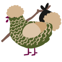 A olive and beige chicken with a lace pattern