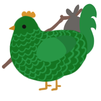 A leaf and viridian chicken with a lace pattern
