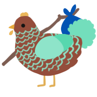 A russet and mint chicken with a lace pattern