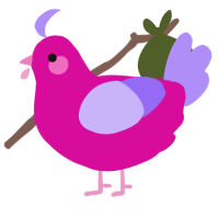 A fuchsia and lilac chicken