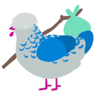 A silver and sapphire chicken with a half-lace pattern