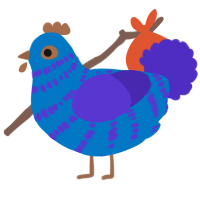 A sapphire and indigo chicken with a bar pattern