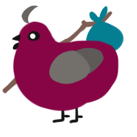 Beet, a maroon and grey chicken