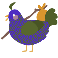 A indigo and olive chicken with a double-lace pattern