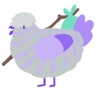 A silver and lilac chicken with a bar pattern