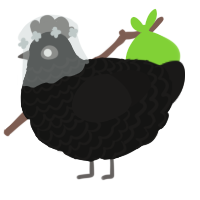 A black and sable chicken with a lace pattern