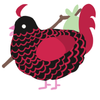 A sable and crimson chicken with a lace pattern