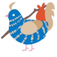A sapphire and beige chicken with a bar pattern