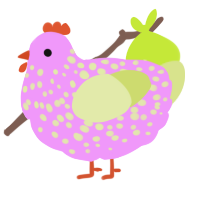 A lavender and lemon chicken with a speckle pattern