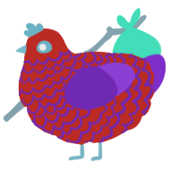 A aqua and grass chicken with a lace pattern