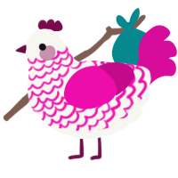 A white and fuchsia chicken with a lace pattern
