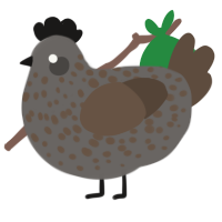 A grey and bark chicken with a speckle pattern