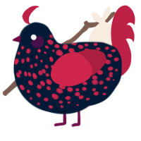 A tumblr and crimson chicken with a speckle pattern
