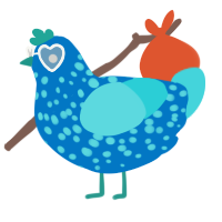 A sapphire and aqua chicken with a speckle pattern
