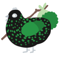 A sable and viridian chicken with a speckle pattern